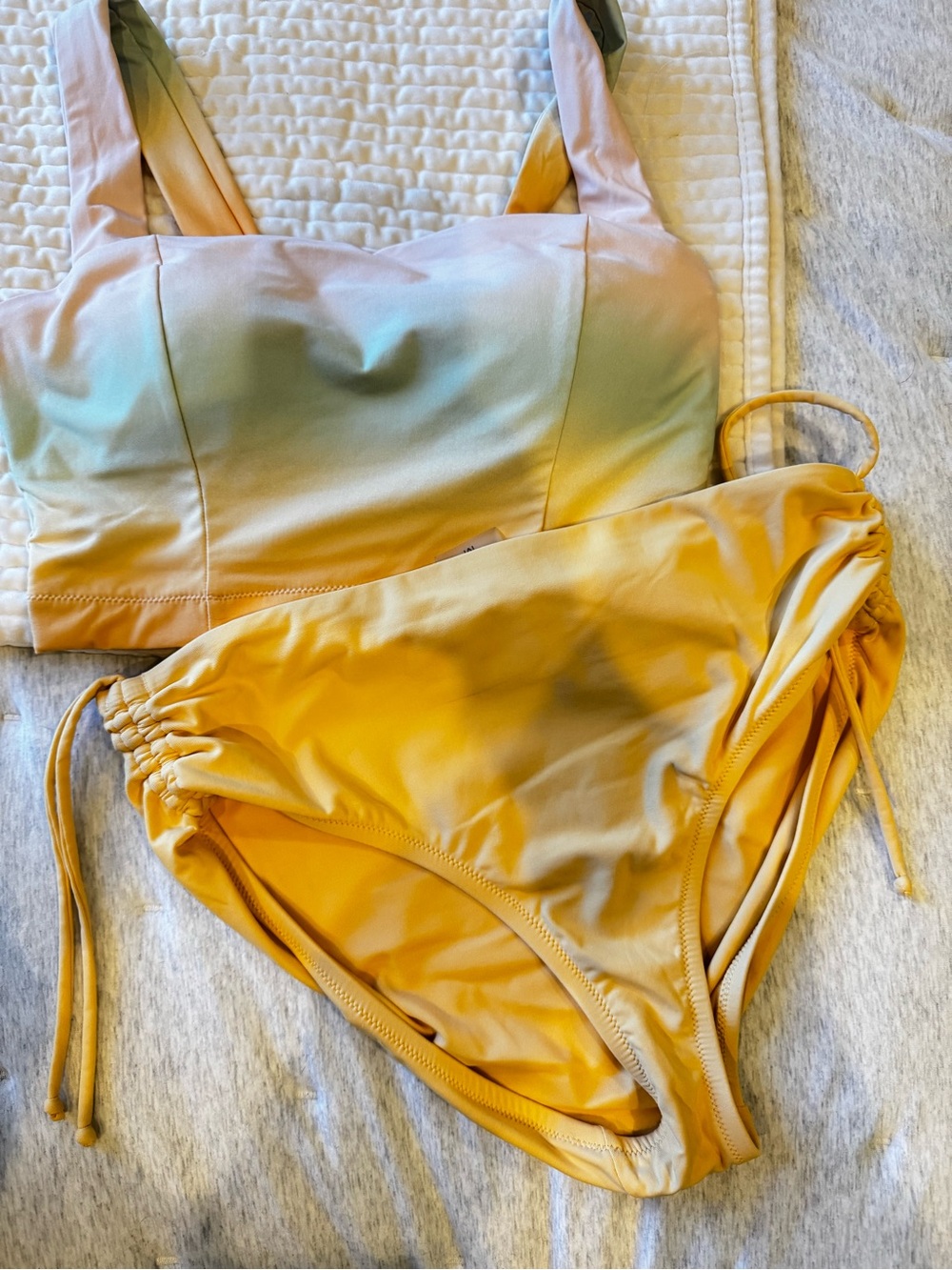 CALIA by Carrie Underwood Ombre Yellow & Pale Mint Bikini Set